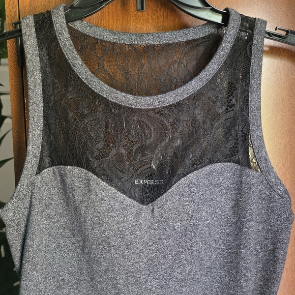 Express Gray Blouse Top with Chic Design - Picture 2 of 5